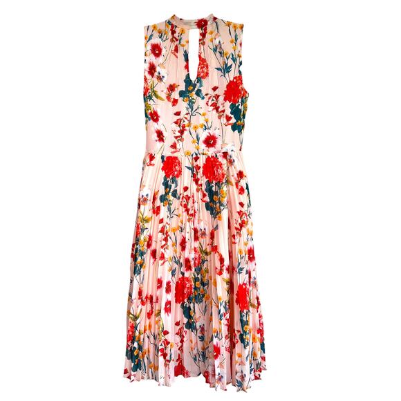 Karen Millen Romantic Floral Pleated Chiffon Midi Dress Sz 6 Statement Old Money - Picture 2 of 7